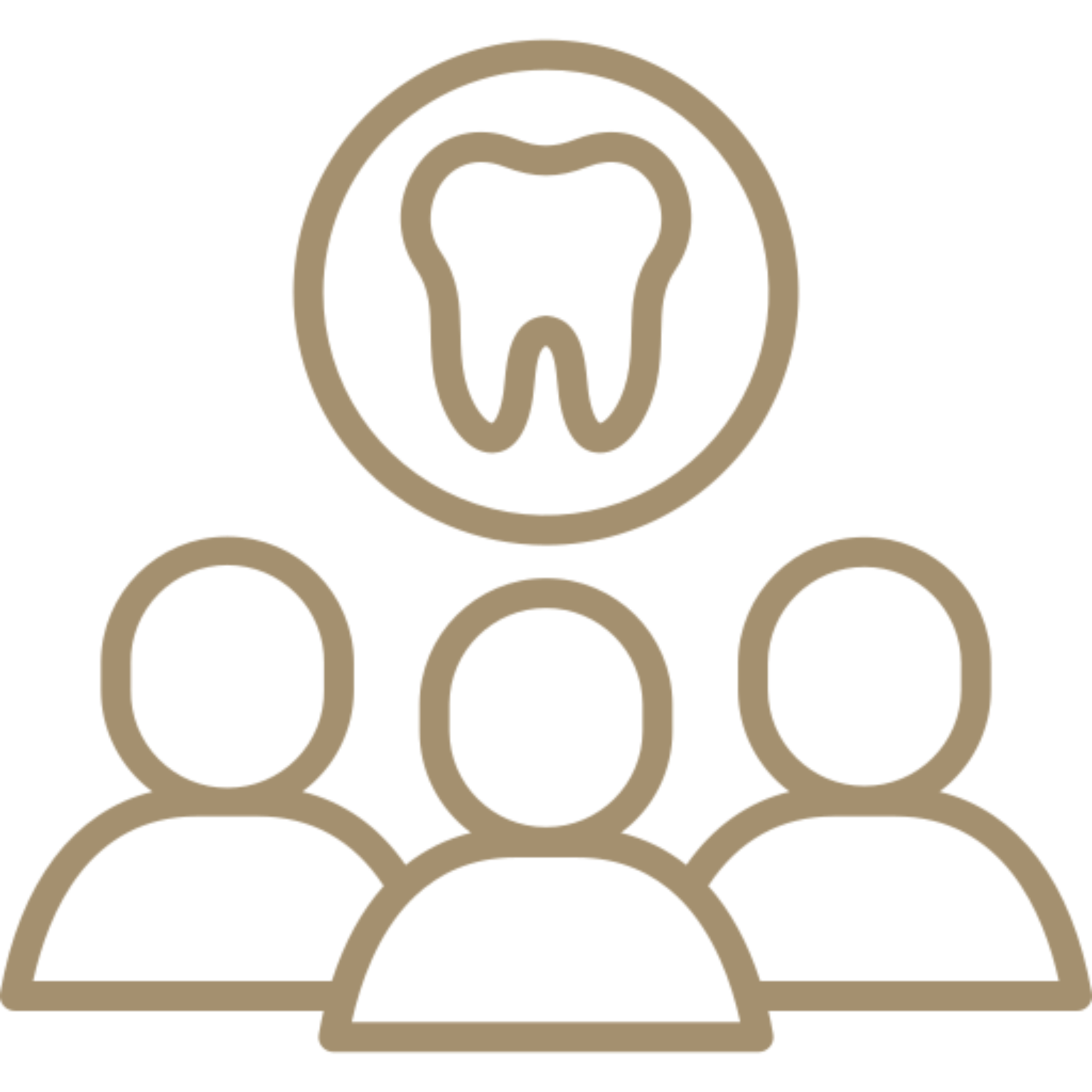 Three people icons with tooth symbol.