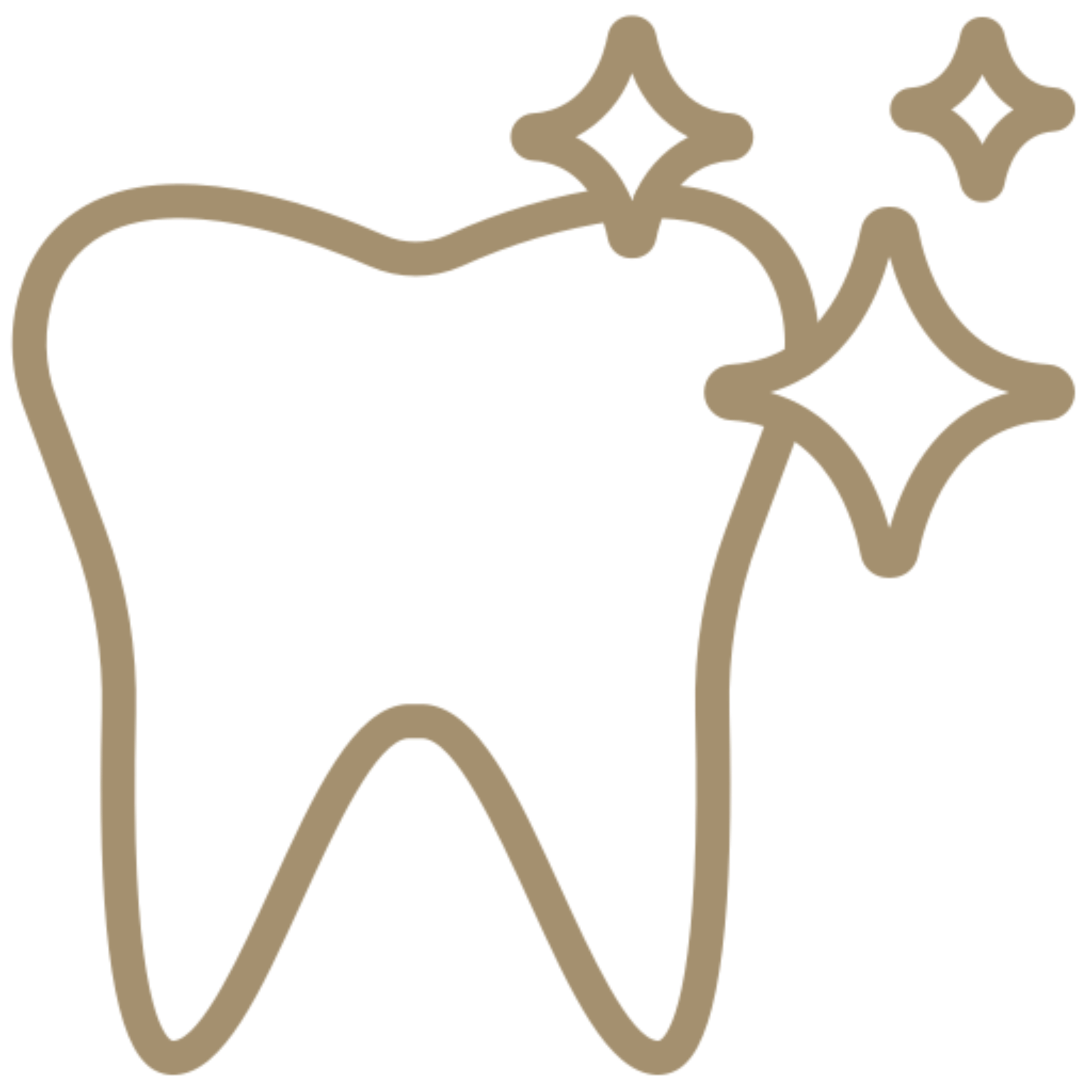 Outline of a sparkling tooth icon.