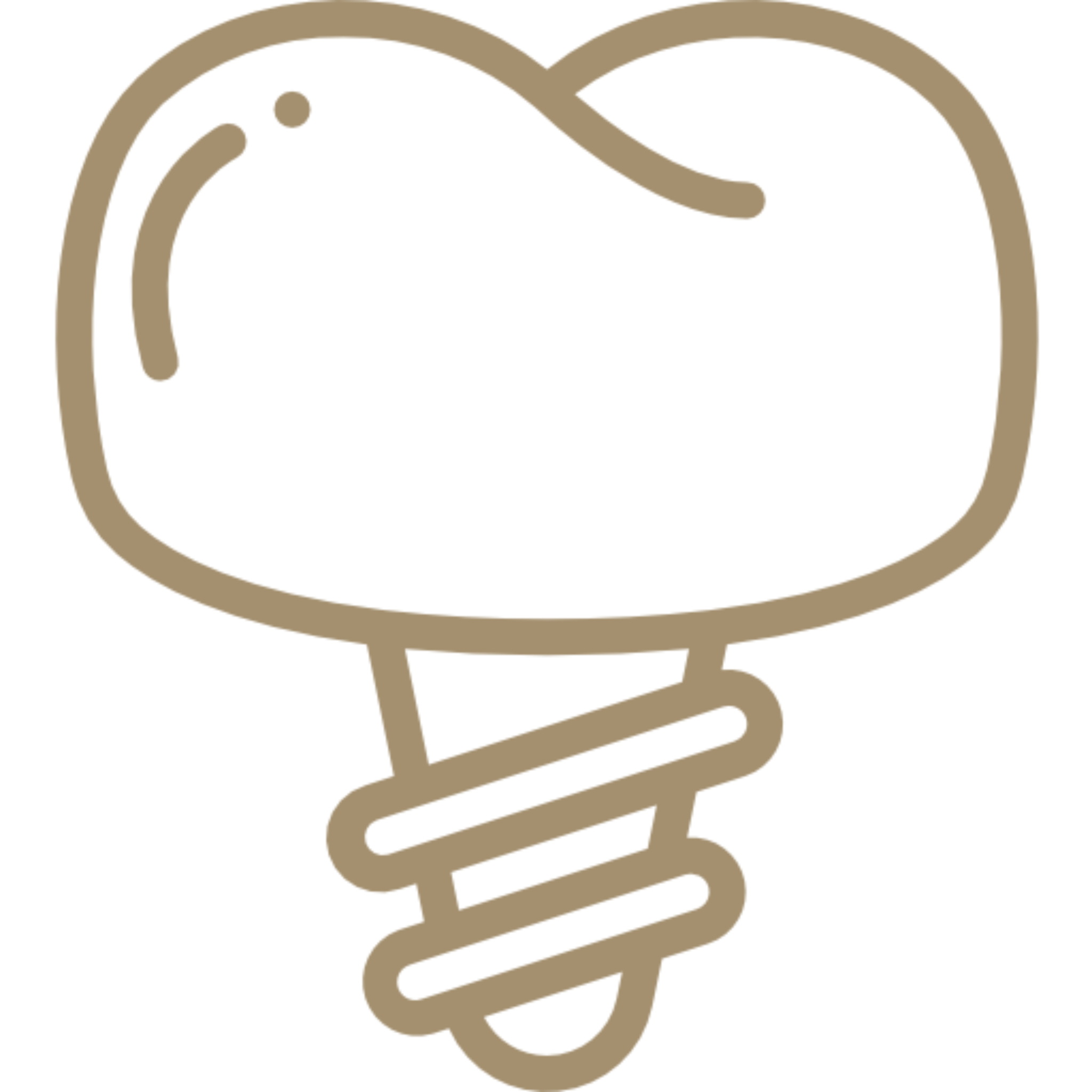 Dental implant icon on black background.