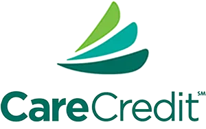 Green and teal CareCredit emblem on black